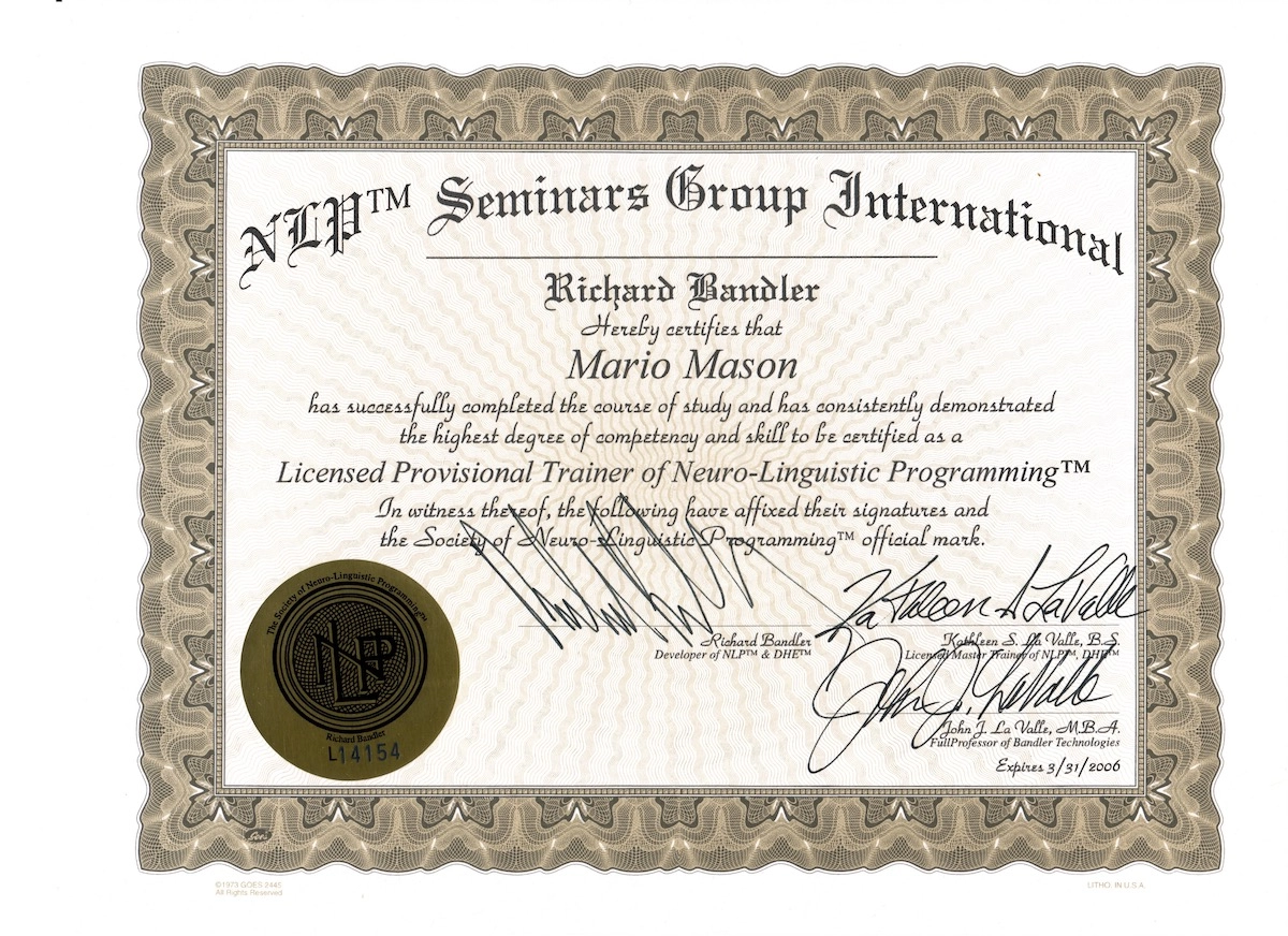 Trainer PNL Society of NLP USA
